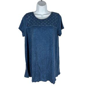 Liz Lange Maternity Blue Lace Yoke Top Size XS
